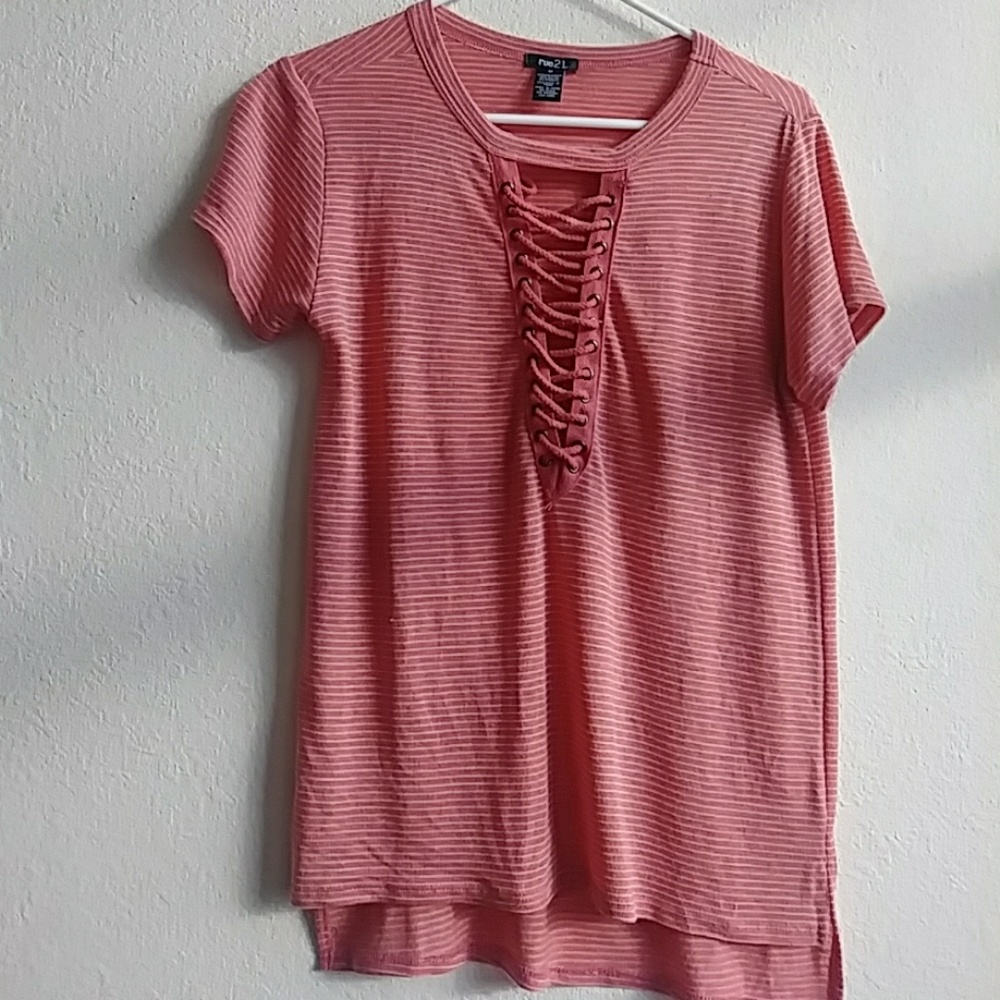 Striped lace up tshirt